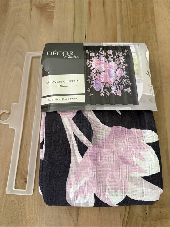 Decor Studio Other - Black and Pink Floral Shower Curtain